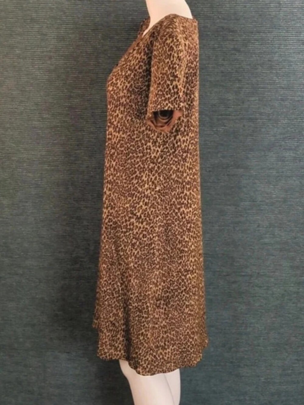 Vintage 80s Jessica Howard Glitter Leopard Print Swing Dress - Picture 4 of 12
